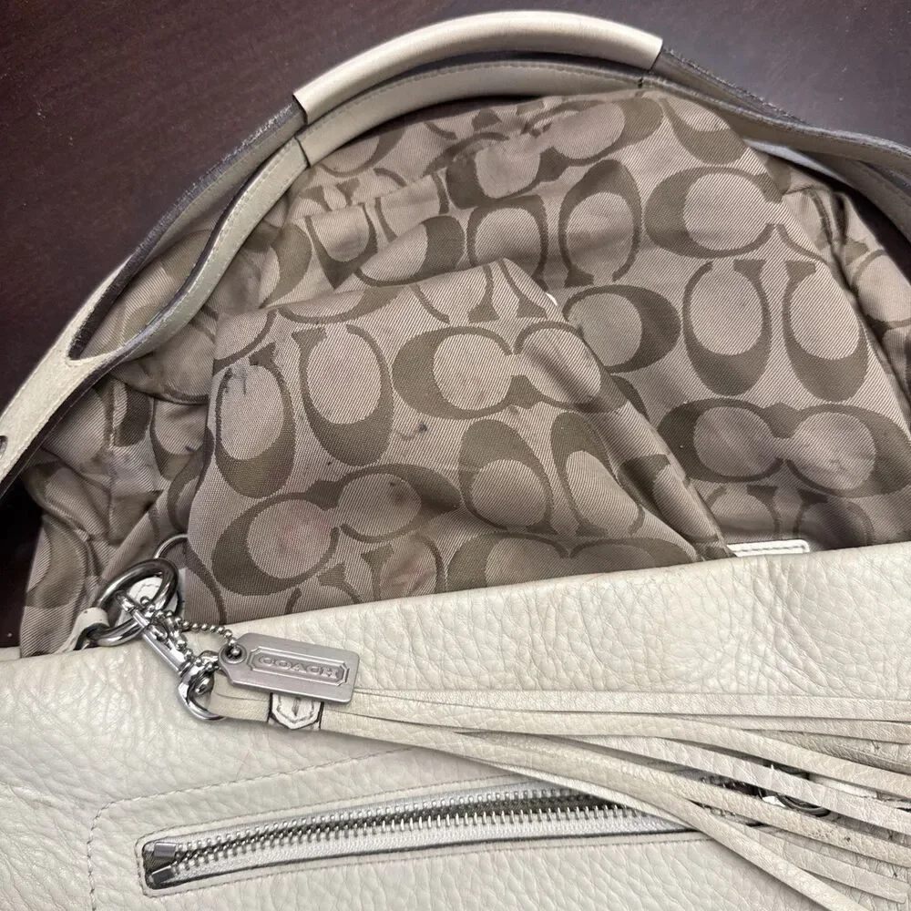 Coach East West Legacy Duffle Hobo Shoulder Bag Bone Pebble